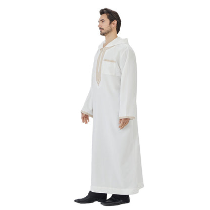 Arabic Mens Djellaba Jubba Hooded Thobe - Islamic Emirati Muslim Thawb - #26T847