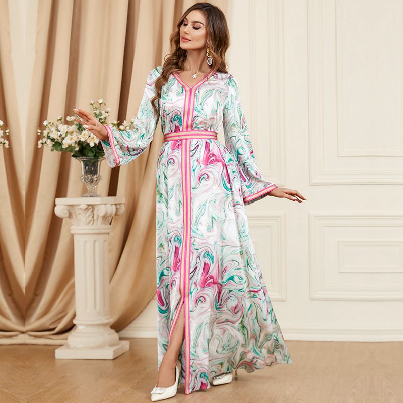 Middle East Arab Moroccan Printed Caftan Kaftan Dress