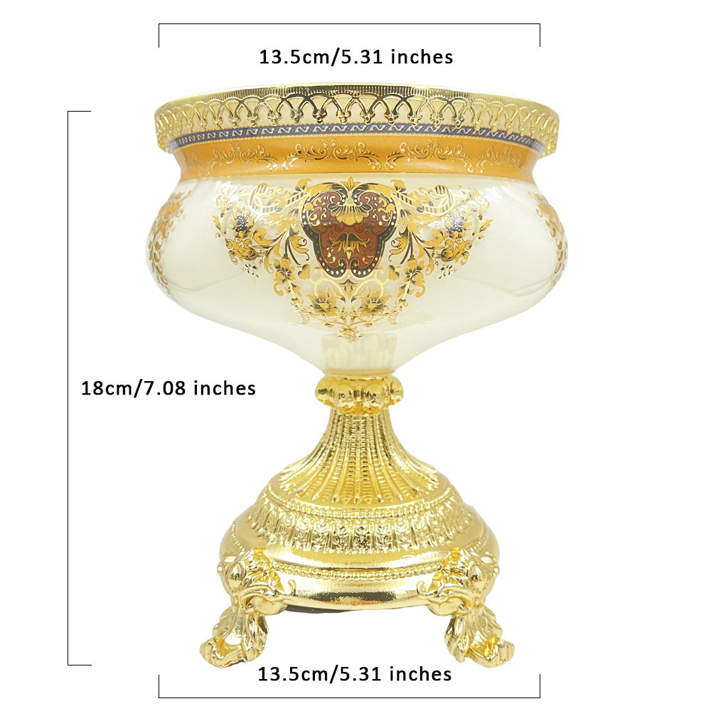 Luxury Vintage High-End Footed Crystal Glass Decorative Fruit Bowl Centerpiece Dining Table Decorative Nuts Bowls, Eid Villa Hotel Home Decoration