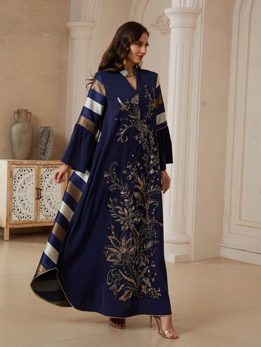 Eid Sequins Dress Muslim Women Kaftan Caftan Dress #26169
