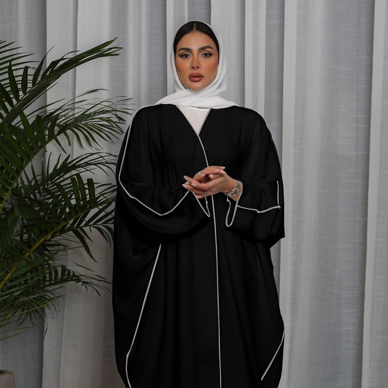 Muslim Women Solid Color Cardigan Open Abaya Dress Free Size