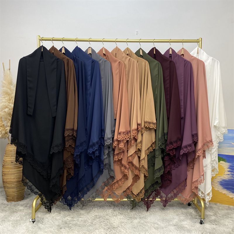 13 Color Options Nida Lace Long Khimar For Muslim Women