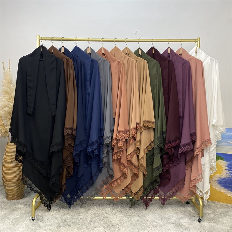 13 Color Options Nida Lace Long Khimar For Middle East Arab Women Nikah And Prayer