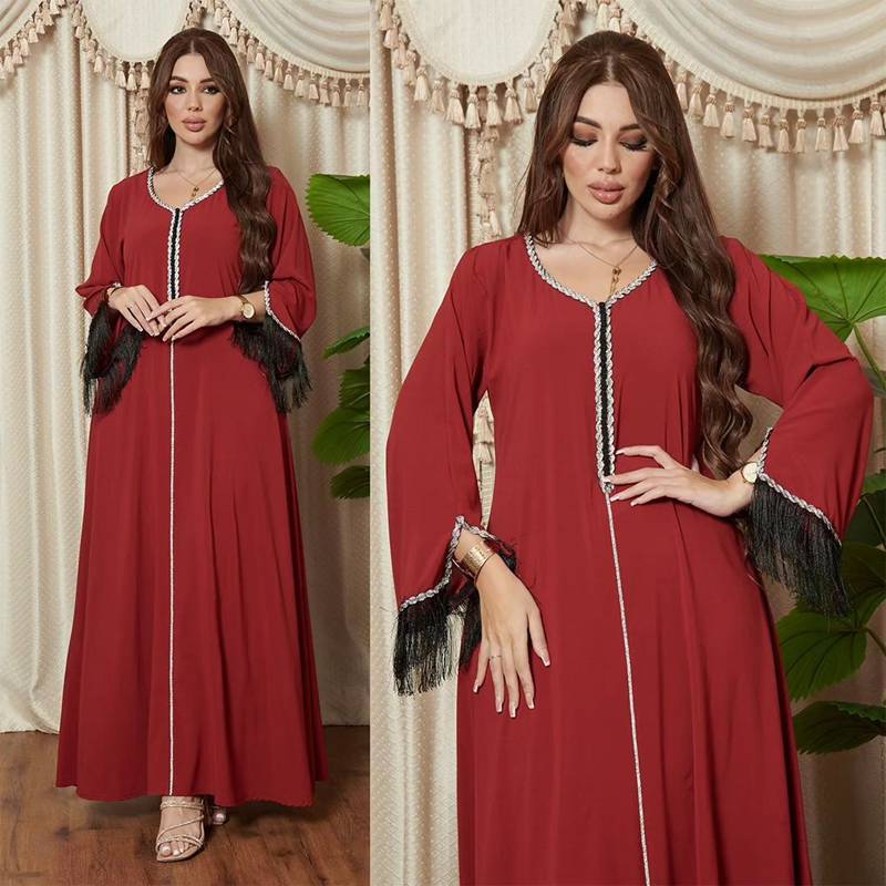 Eid Dress Hotfix Rhinestones Satin Jalabiya Caftan Kaftan Dress