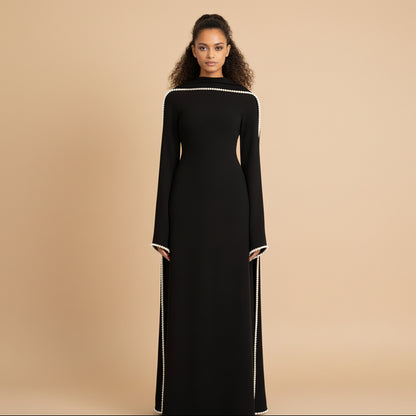 Muslim Women Embellished Beads Cape Abaya Dress #261167