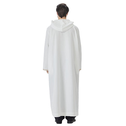Arabic Mens Djellaba Jubba Hooded Thobe - Islamic Emirati Muslim Thawb - #26T847