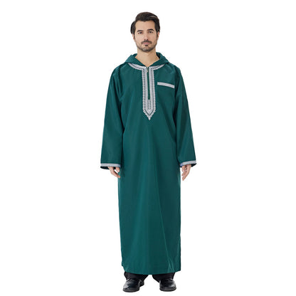 Arabic Mens Djellaba Jubba Hooded Thobe - Islamic Emirati Muslim Thawb - #26T847