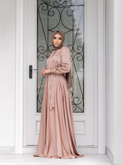 Muslim Women Satin Abaya Dress