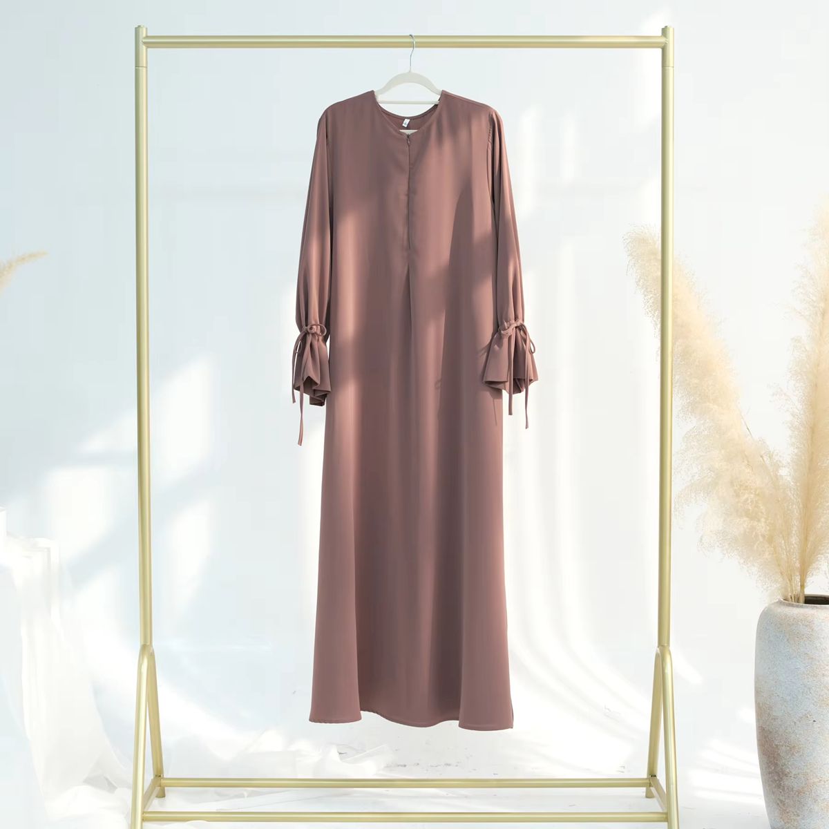 Ramadan EID Beads Hotfix Rhinestone Muslim Women Kaftan Dress