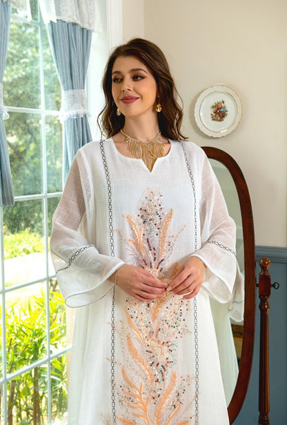 Eid Middle East Doris Sequins Embroidery Beads Caftan Kaftan Dress Jalabiya