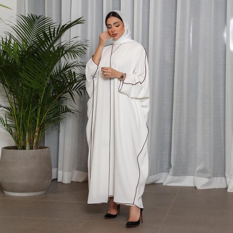 Muslim Women Solid Color Cardigan Open Abaya Dress Free Size