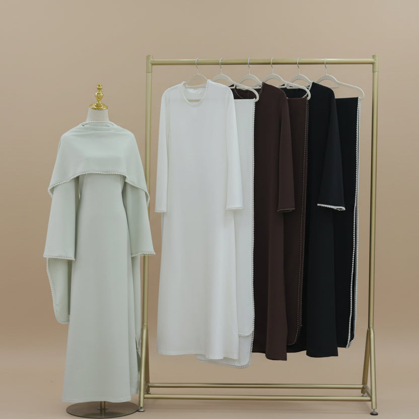 Muslim Women Embellished Beads Cape Abaya Dress #261167