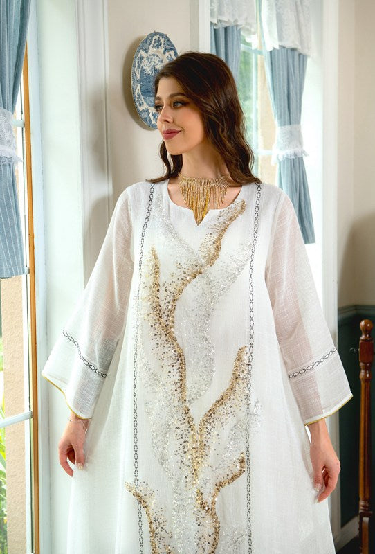 EId Dubai Luxury Doris Sequins Embroidery Caftan Kaftan Dress Jalabiya EId Dubai Luxury Doris Sequins Embroidery Caftan Kaftan Dress Jalabiya
