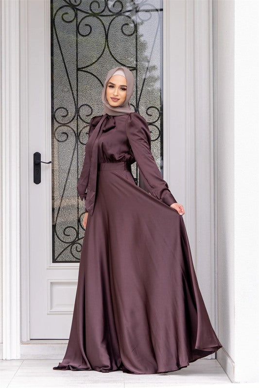 Muslim Women Satin Abaya Dress