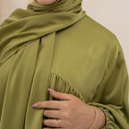 11 Color Options Satin Long Robe Abaya Dress With Pocket