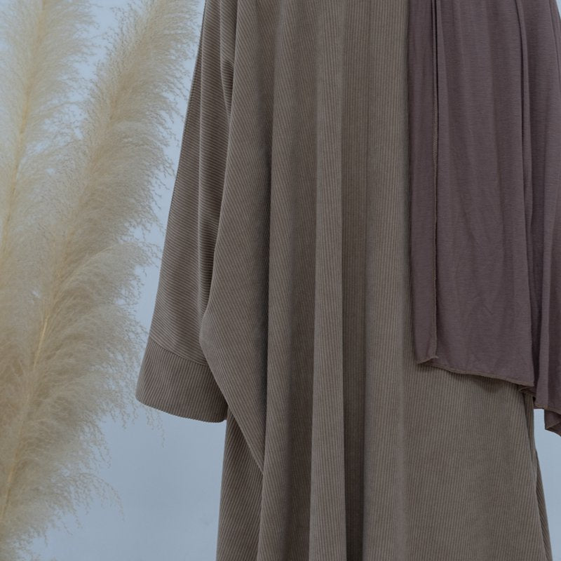 Corduroy Winter Fall Muslim Women Cardigan Open Abaya Dress