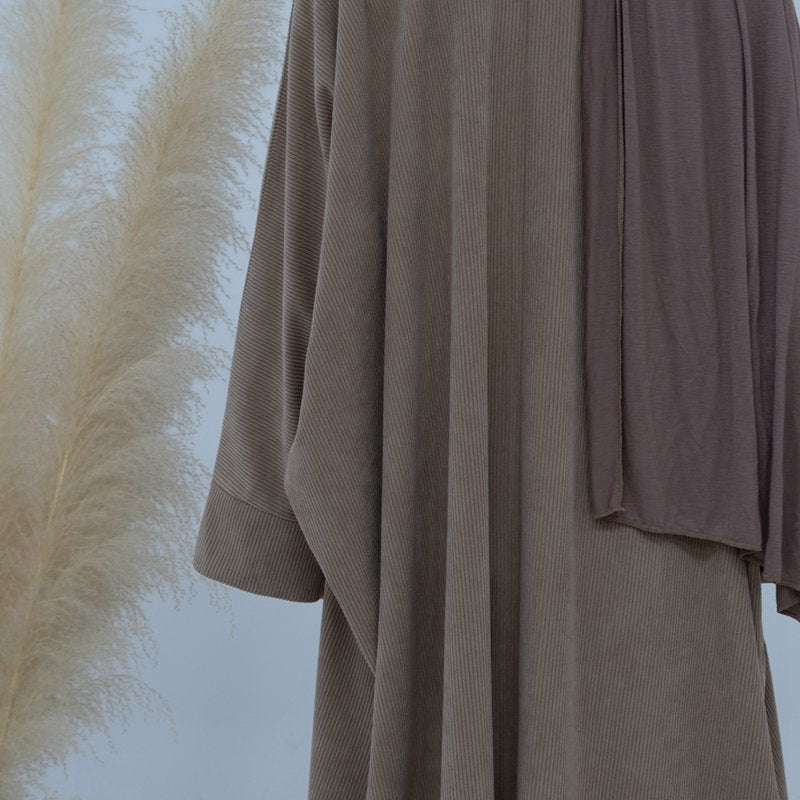 Corduroy Winter Fall Muslim Women Cardigan Open Abaya Coat