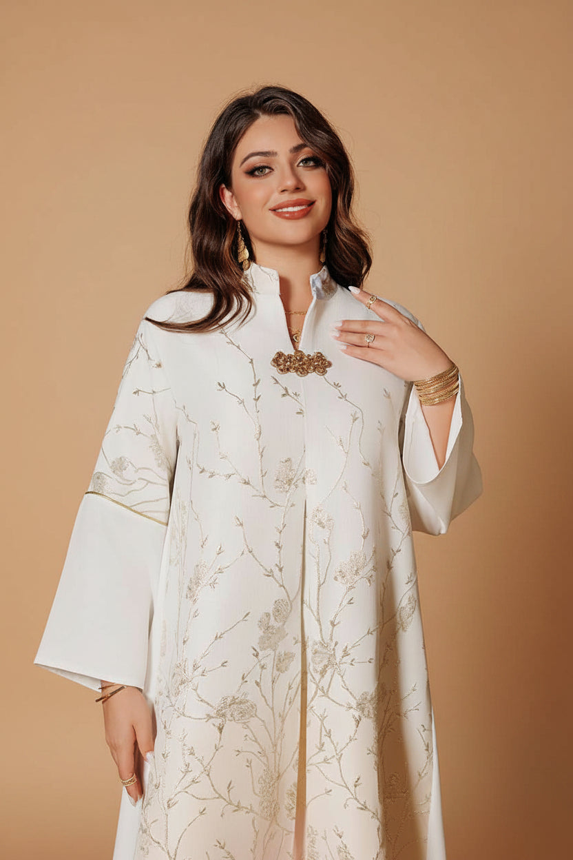 Eid Embroidery Jacquard Gradient Color Caftan Kaftan Dress Jalabiya #26377