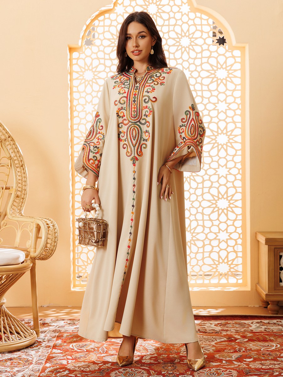 Rope Embroidery Eid Dress Mukhawar Caftan Kaftan Dress #25417  Urgarment