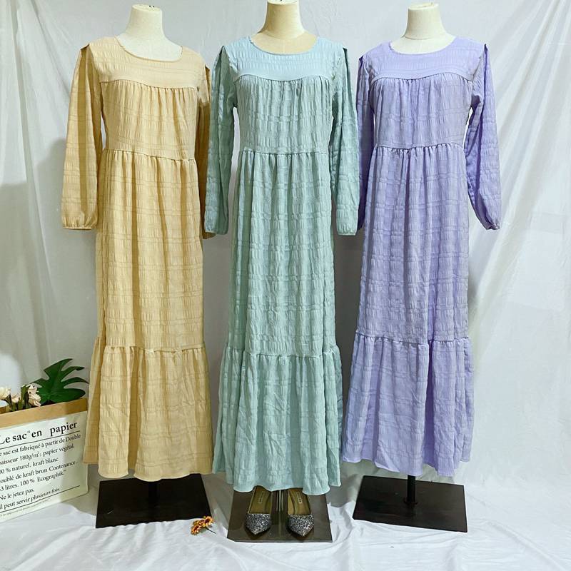 Muslim Women Cotton-Blended Abaya Dress