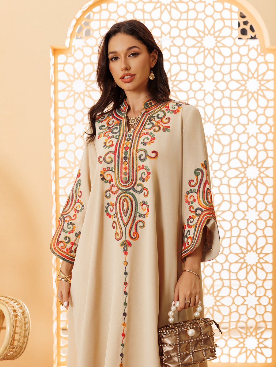 Rope Embroidery Eid Dress Mukhawar Caftan Kaftan Dress #25417