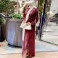 With Inner Sleeveless Dress Muslim Women Hand-stitched Beads Cardigan Open Abaya Dress