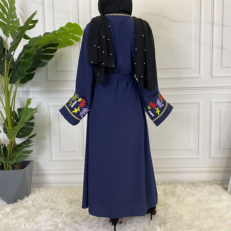 Muslim Women Embroidery Open Abaya Dress