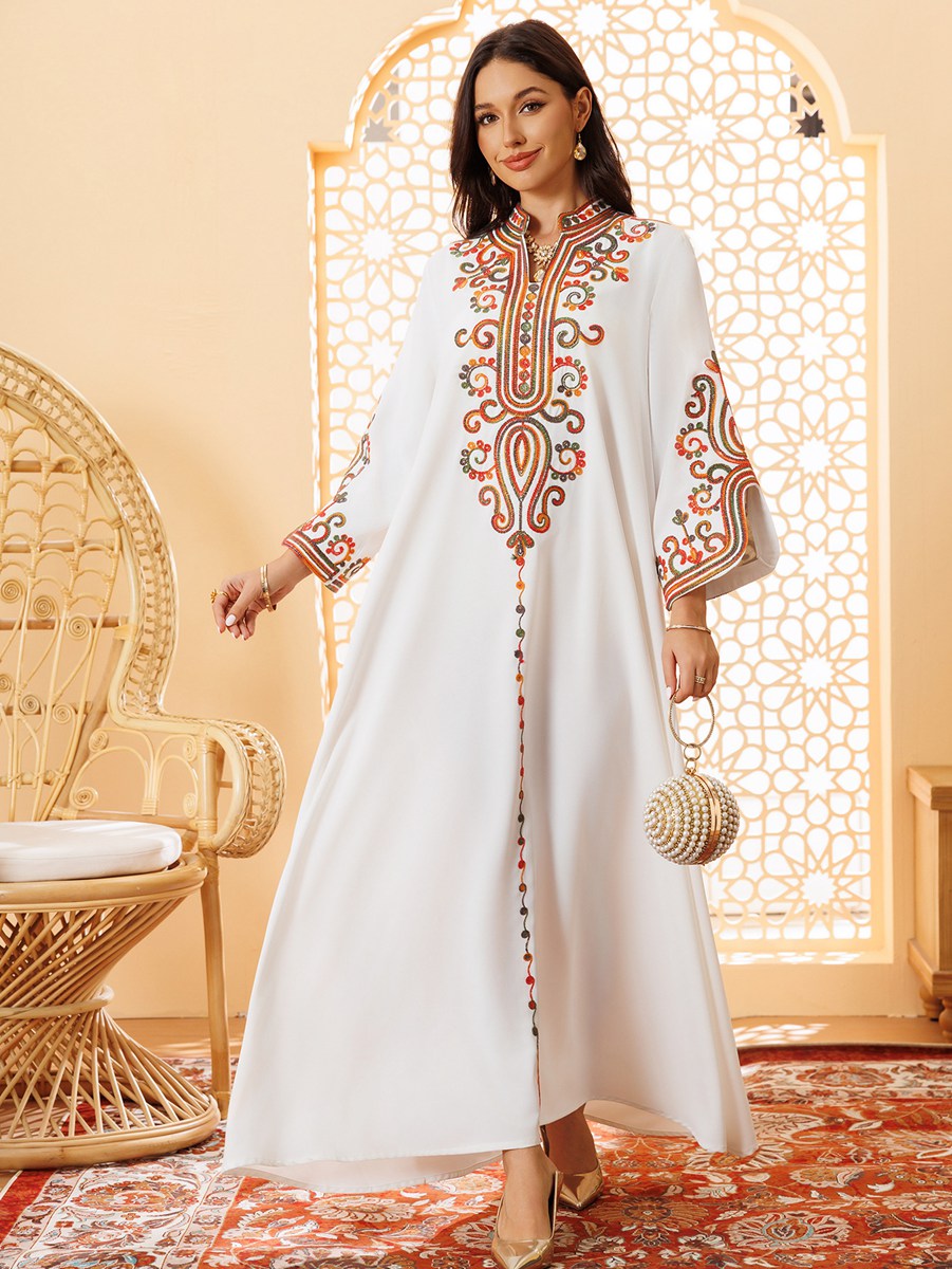 Rope Embroidery Eid Dress Mukhawar Caftan Kaftan Dress #25417