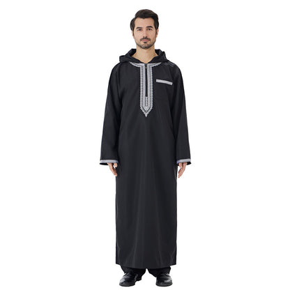 Arabic Mens Djellaba Jubba Hooded Thobe - Islamic Emirati Muslim Thawb - #26T847