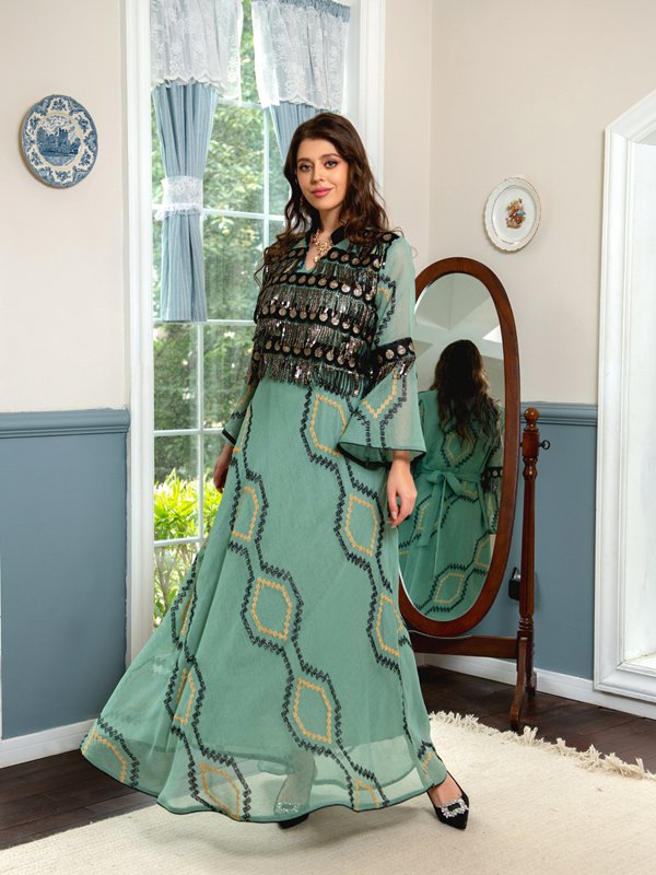 Eid Dress Doris Women Kaftan Dress Caftan With Sequins And Embroidery