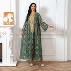 Arab Doris Embroidery Sequins Women Caftan Kaftan Dress