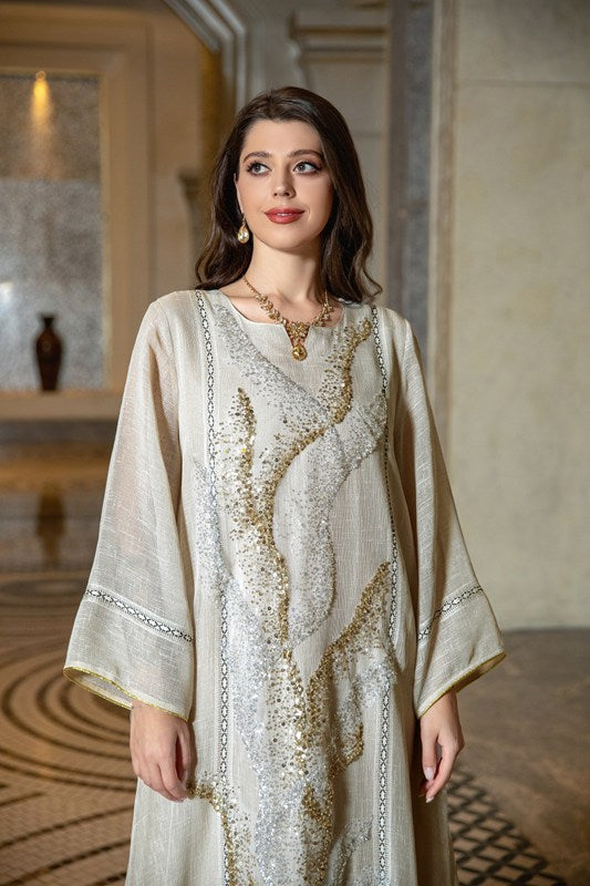 EId Dubai Luxury Doris Sequins Embroidery Caftan Kaftan Dress Jalabiya Urgarment EId Dubai Luxury Doris Sequins Embroidery Caftan Kaftan Dress Jalabiya Urgarment