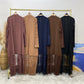 Muslim Women Mesh Embroidery Cardigan Open Abaya Dress