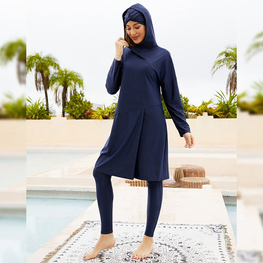 3 Pieces Set Hooded Muslim Halal Bathing Suit Swimwear Full Coverage Swimsuit Burkini