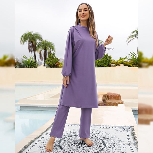 3 Pieces Set Hooded Halal Bathing Suit Muslim Swimwear Full Coverage Islamic Hijab Swimsuit Burkini