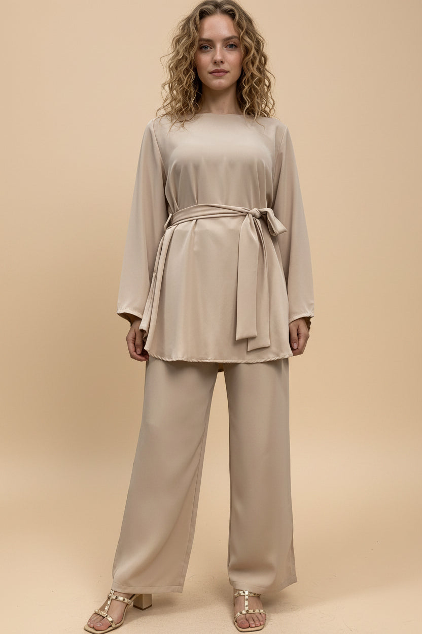 Muslim Women Cord Sets 2 Pieces Pants Suit Set Office Clothing Wear Suit Tops And Pants