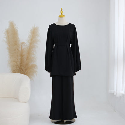 Daily Wear Muslim Women 2 Pieces Set Tops And Pants Suit Set #251325