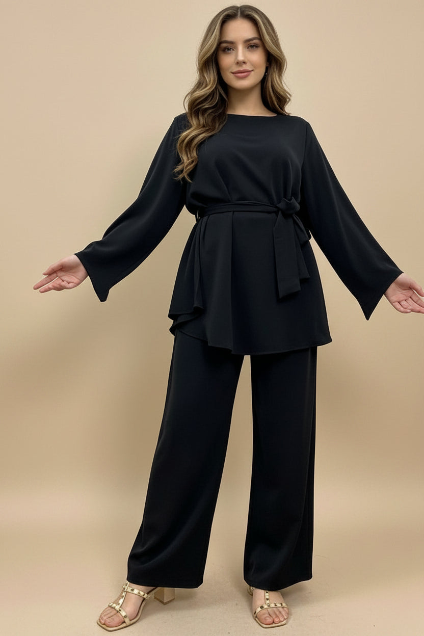 Muslim Women Cord Sets 2 Pieces Pants Suit Set Office Clothing Wear Suit Tops And Pants