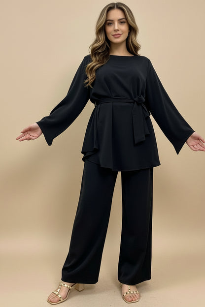 Muslim Women Cord Sets 2 Pieces Pants Suit Set Office Clothing Wear Suit Tops And Pants