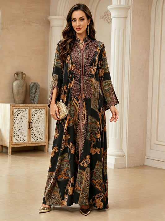 Rope Embroidery Kaftan Caftan Dress For Muslim Women - Eid Dress Mukhawar Jalabiya - #26237