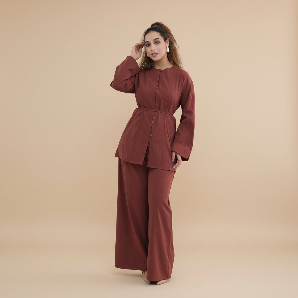 Daily Wear Muslim Women 2 Pieces Set Tops And Pants Suit Set #251312