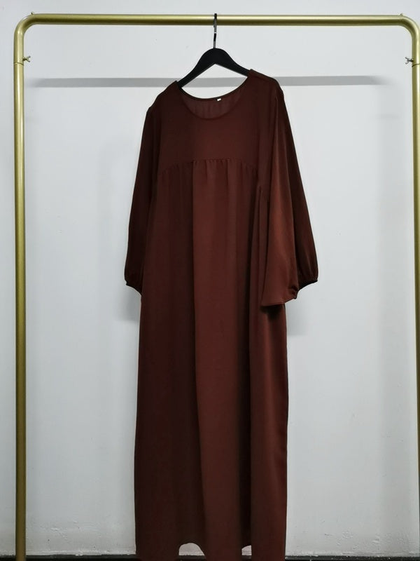 15 Color Options Wrinkle Abaya Dress With Pocket