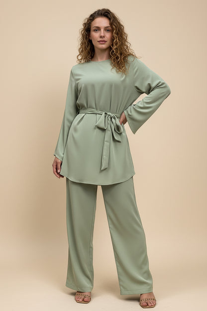 Muslim Women Cord Sets 2 Pieces Pants Suit Set Office Clothing Wear Suit Tops And Pants