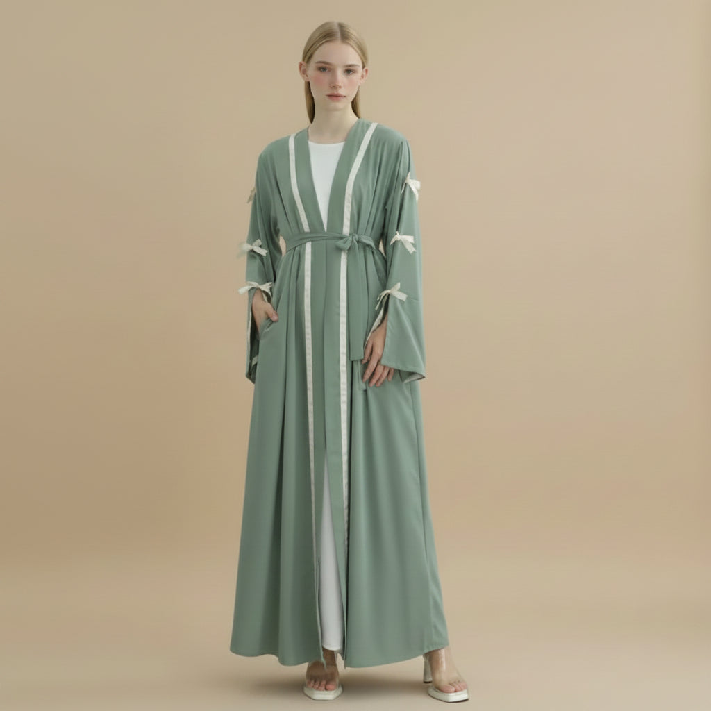 Bows Nida Open Abaya Dress #251033