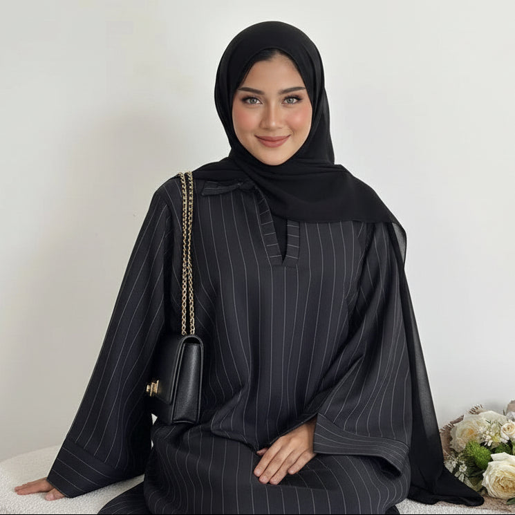Muslim Women V-Neck Abaya Dress #261166