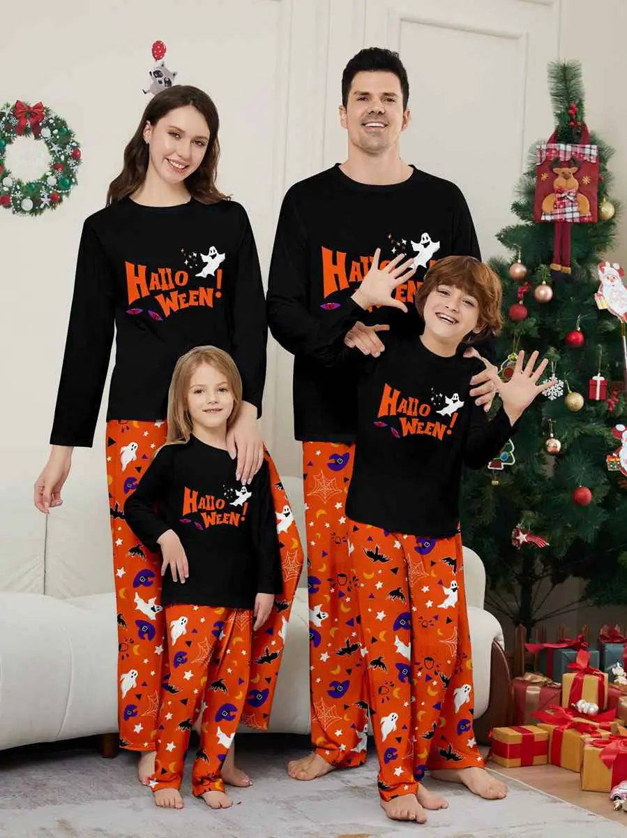 Ghost Printed Halloween Matching Family Pajamas Pjs Set