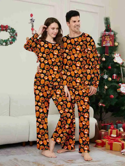 Pumpkin Printed Halloween Matching Family Pajamas Pjs Set