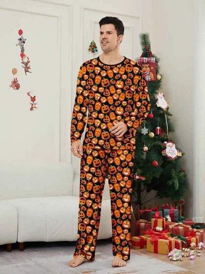 Pumpkin Printed Halloween Matching Family Pajamas Pjs Set