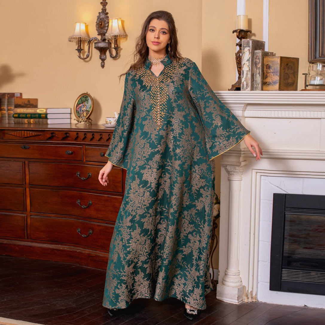 Jacquard Embroidery Beads  Kaftan Caftan Dress For Muslim Women - Mukhawar Jalabiya - #26350