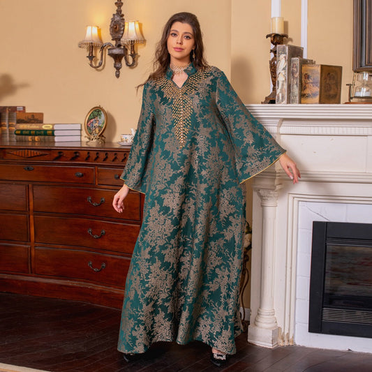 Jacquard Embroidery Beads  Kaftan Caftan Dress For Muslim Women - Mukhawar Jalabiya - #26350